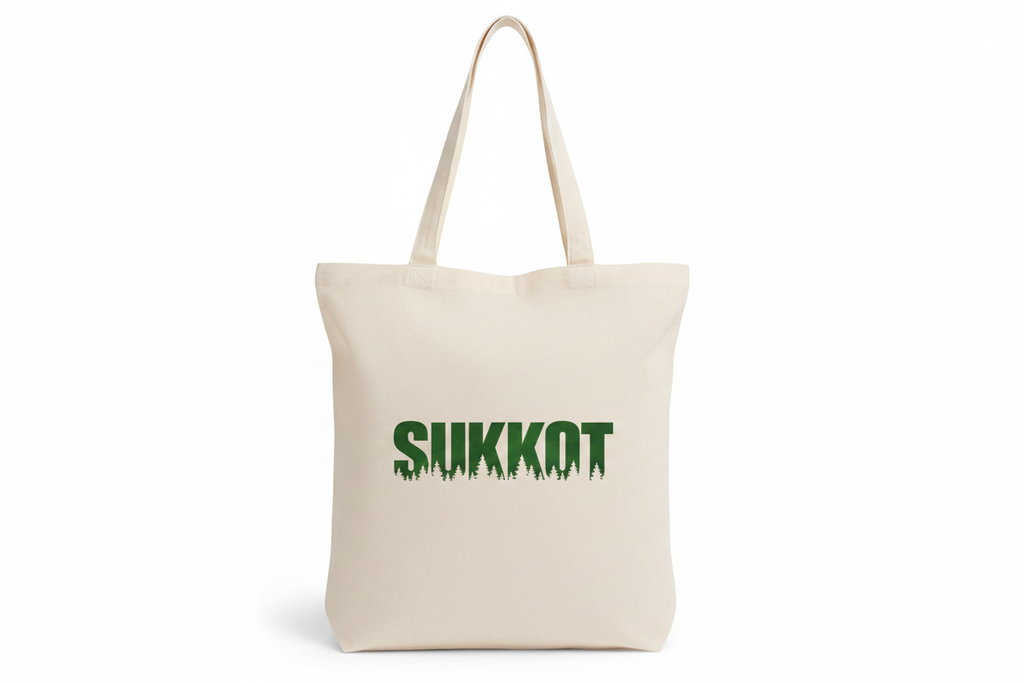 Sukkot Forest design centered on natural canvas tote bag